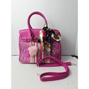 Anca barbu handbag purse pink hand painted